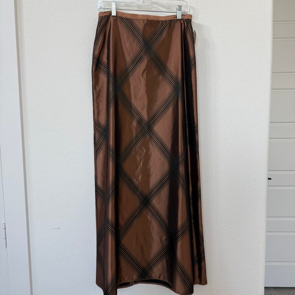 JS‎ Collections Brown Floor Length Skirt Size 8 Timeless Elegant Minimal Evening